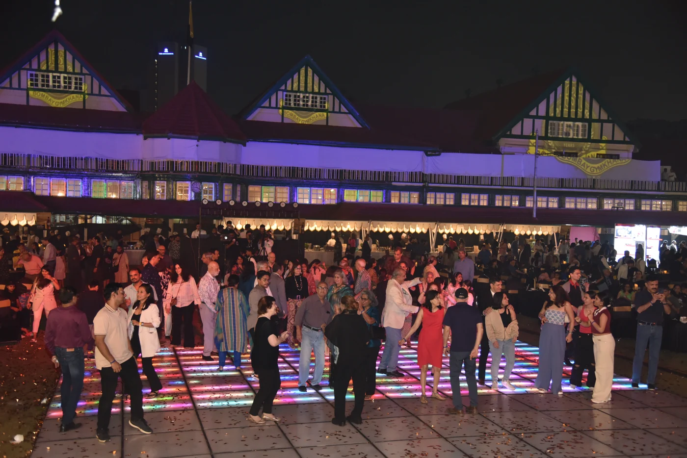 Bombay Gymkhana clubhouse during a nighttime club event