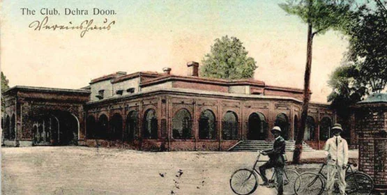Historical postcard photograph of the Dehra Doon Club — Dehradun Club