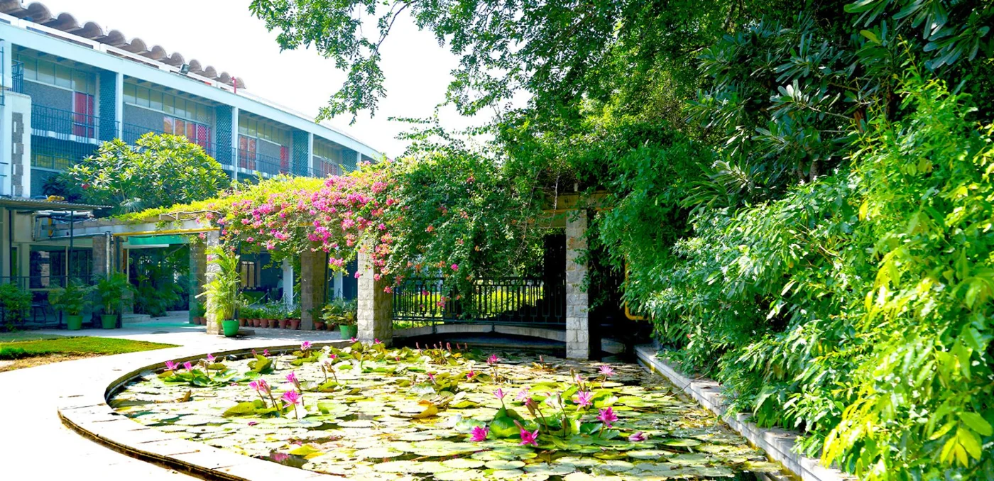 Courtyard and lily pond — India International Centre