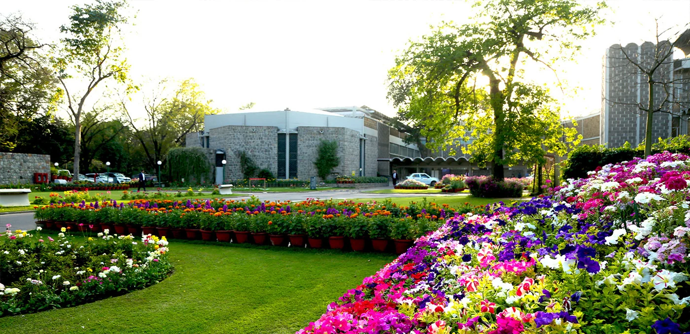 Campus gardens and building — India International Centre
