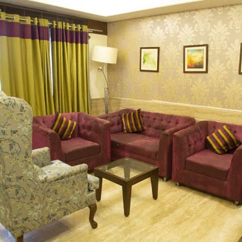 Guest-room sitting area at Jubilee Hills International Centre
