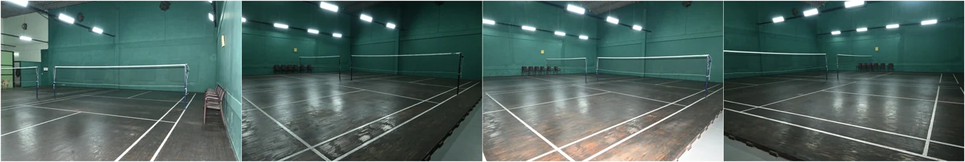 Badminton-court photo strip at KC Palace Club