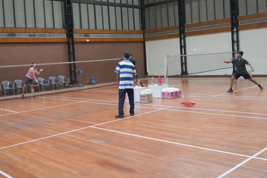 Indoor badminton court at Lake Club