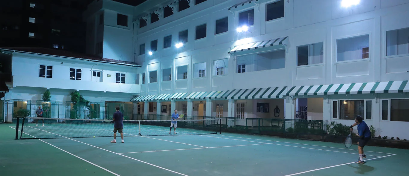 Lotus Club Kochi — tennis court at night