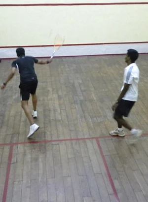 Squash court in use at Ordnance Club